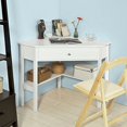 thumbnail image 2 of Haotian FWT31-W White Corner Desk, Triangle Table Desk with Drawer and Shelf, Home Office Desk Computer Workstation,Corner Computer Desk, 2 of 5