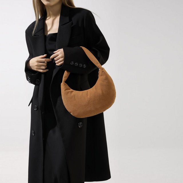 Bolso Hobo elegante para mujer, bolso de pana de Color sólido, bolso de hombro sencillo, bolso de bola de masa