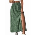 thumbnail image 3 of Women'S Floral Print Wrap Skirt, Casual Side Slit Midi Skirt for Vacation & Resort Wear Green M, 3 of 8