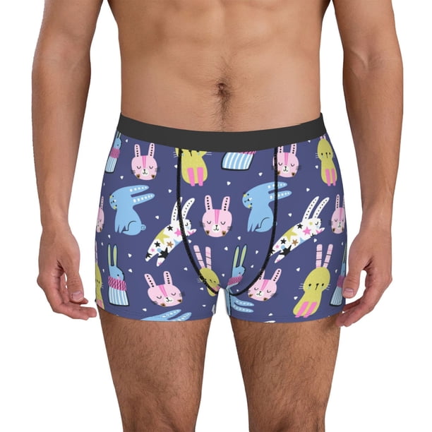 Fotbe Cartoon Rabbit Calzoncillos Tipo Boxer con Bolsa de Soporte Total para Hombre, X-Temp Fresco, Transpirable y de Secado Rápido-X-Large