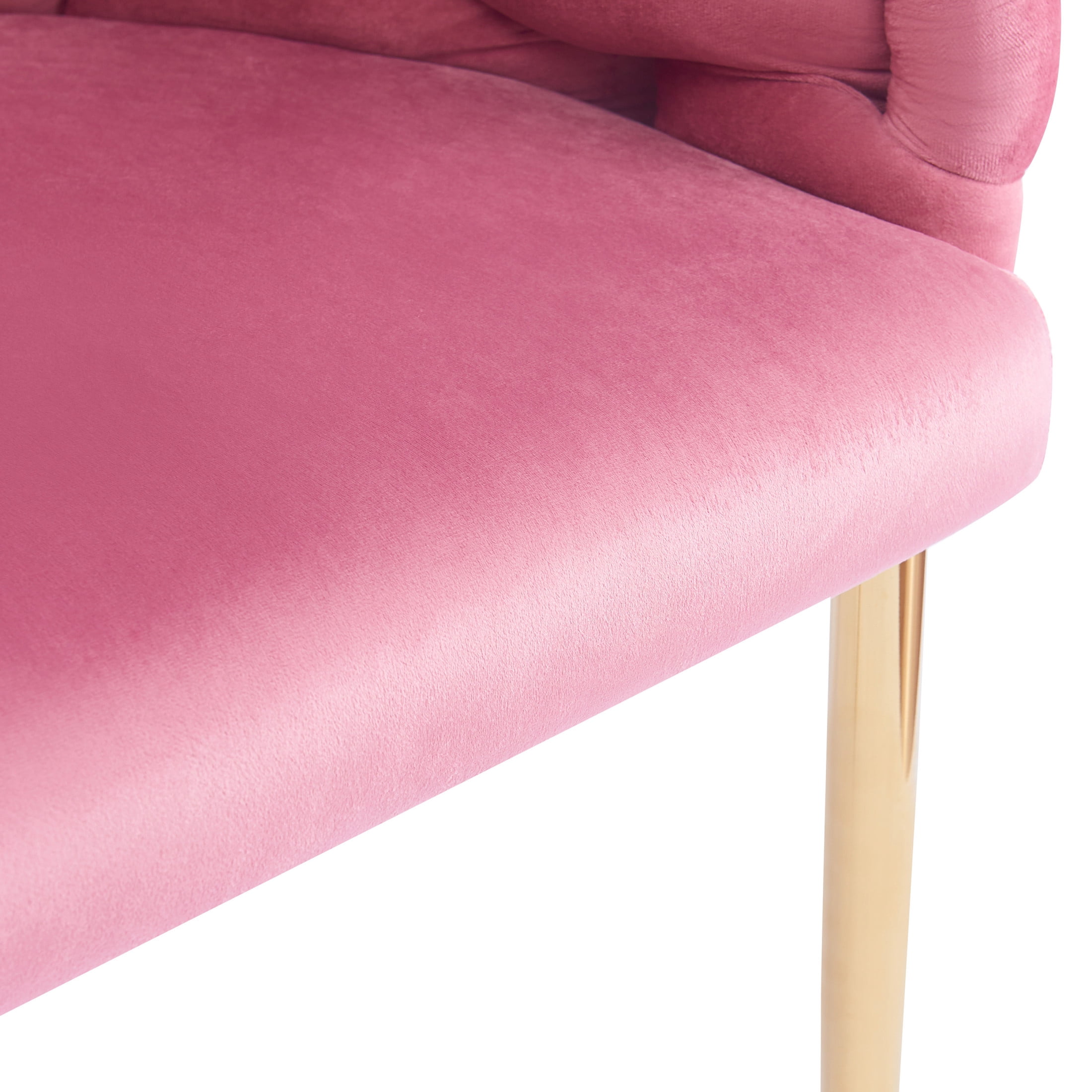 Elegant Velvet Accent Armchair with Gold Legs & Full Back Support, Pink