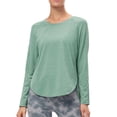 thumbnail image 1 of Camisas de mujer Camisa de entrenamiento de manga larga Gimnasio al aire libre Senderismo Tops Ligero de secado rápido - Verde Zhivalor BST3003678-1, 1 of 7