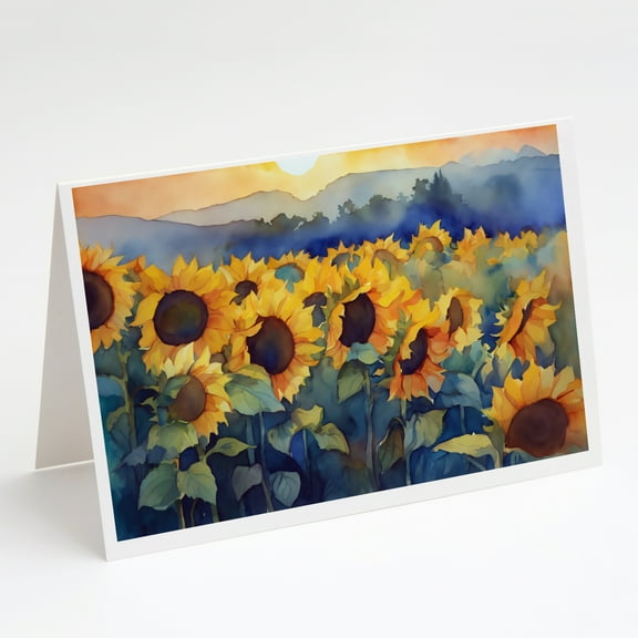 Sunflowers in Watercolor Greeting Cards and Envelopes Pack of 8 7 in x 5 in