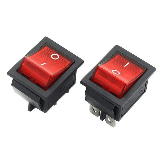 Fancierstudio Power Heat Press 2-Pack Rocker Switch 30A 4 Pin 2 Position ON/Off Switch Red Button with Light