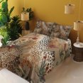 thumbnail image 2 of Ambesonne Leopard Print Fitted & Top Sheet Set with Shams, Autumnal Vibes Exotic, Camel Apricot and Green, 2 of 5