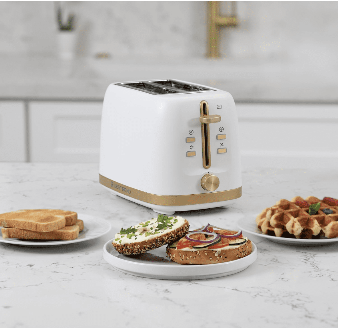 West Bend Timeless 2-Slice Toaster, in White/Gold (TTWB2SWG13)