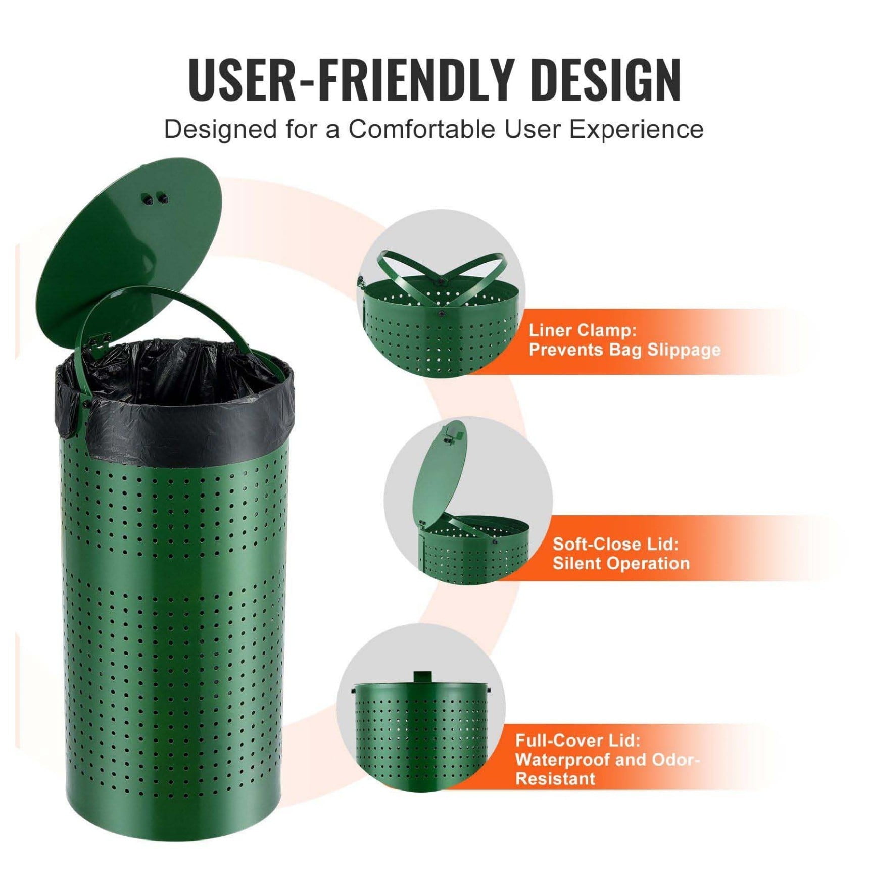 Dog Poop Trash Can 11.5 Gallons - Weatherproof Waste Bin with Lid & Bags - Pet Waste Station for Yard, Park, Commercial Use