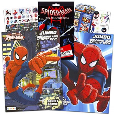 Spiderman Marvel Coloring and Activity Book Set with Stickers (2 Books)