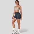 thumbnail image 3 of Women's Ribbed Seamless Biker Shorts with Stretch Fabric and Smooth Fit - Large, Black, 3 of 7