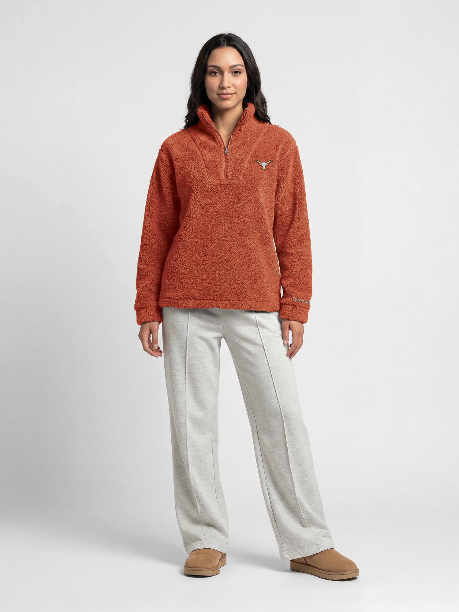 Texas Longhorns Reebok Womens Relaxed Fit Qtr Zip Sherpa Pullover