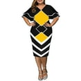 thumbnail image 1 of Qiylii Women Ruffle Sleeve Bodycon Pencil Dress Business Graphic Print Midi Dress Work Office Cocktail Party Sheath Dress Purple,Plus Size S-4XL, 1 of 4