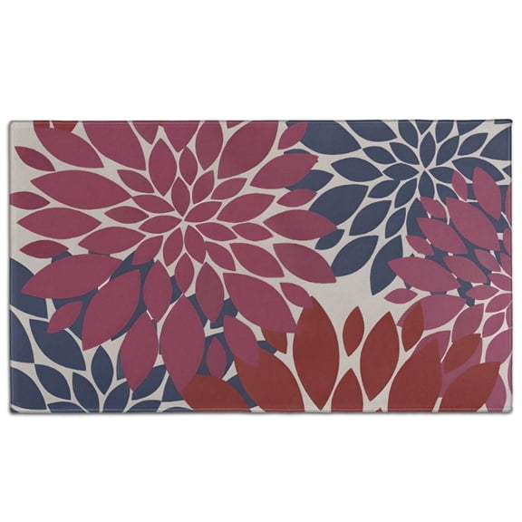 Red and Blue Floral Pattern Door Rugs,Washable Non Slip Door Mats Indoor,Decorative Door Mats,Entry Mat Indoor for Entrance,Bedroom,Kitchen,Bathroom,17"x30"