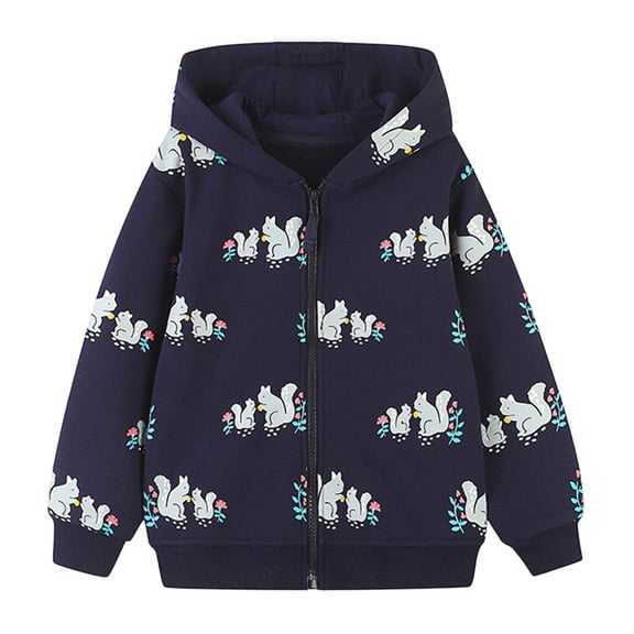 Karoyedx Girls Winter Clothes Toddler Zip Up Hoodie Sweatshirt Fall Clothes Boys Jacket With Hood Navy Size,4-5 Years