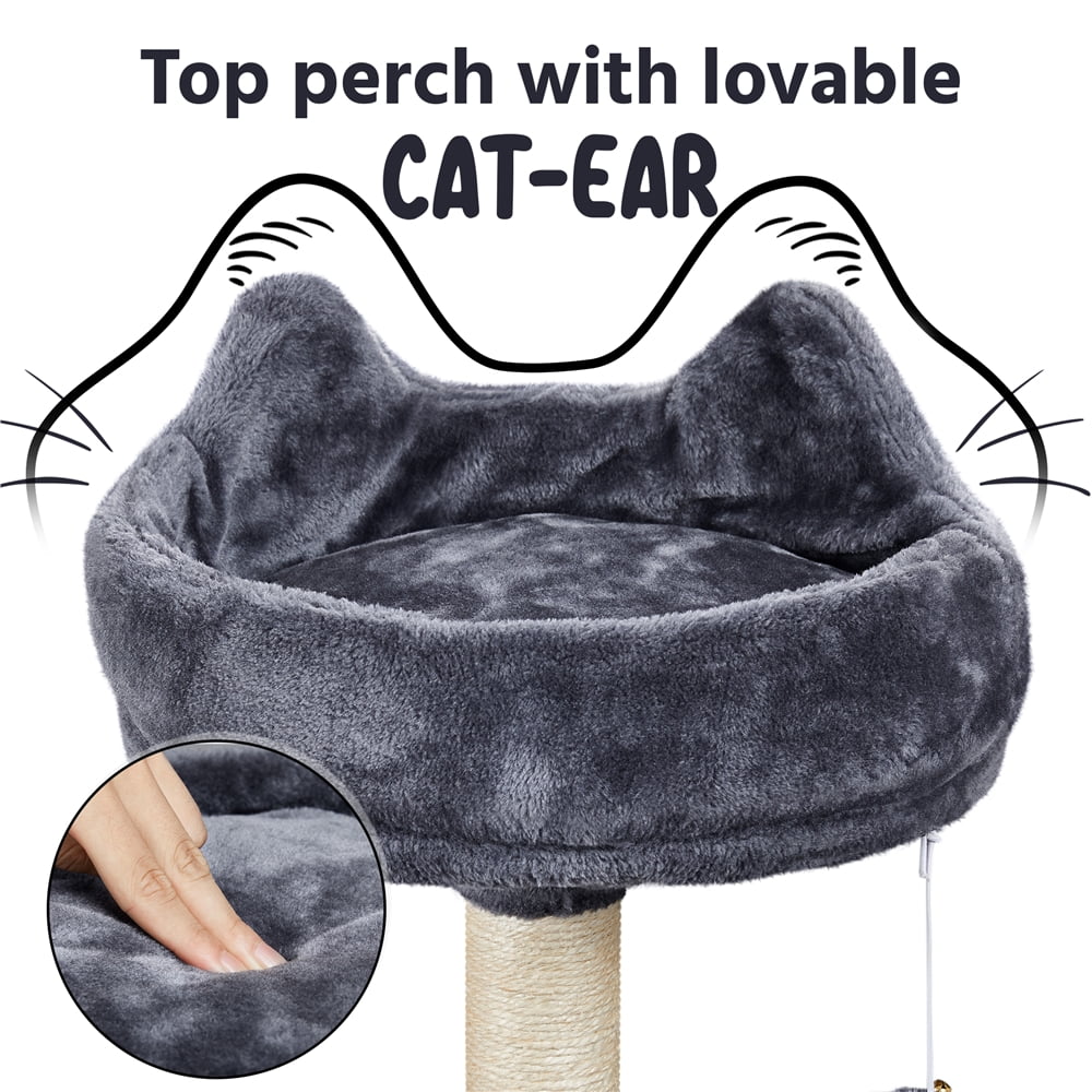 Renwick Multiple Levels Cat Tree Large Plush Cat Tower with 3 Platforms， Dark Gray
