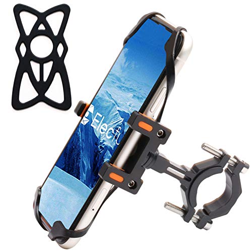 ELECFUN Motorcycle Phone Mount Universal Bike Cell Phone Holder Aluminum Bicycle Phone Holder Anti Shake & 360° Rotation, Fit Samsung Galaxy S9/S8 Plus/Google Pixel/iPhone, etc (Black)