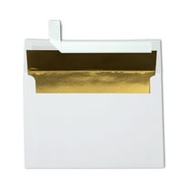LUXPaper A8 Foil Lined Peel & Press Invitation Envelopes, 5 1/2 x 8 1/8, White w/Gold LUX Lining, 50 Pack