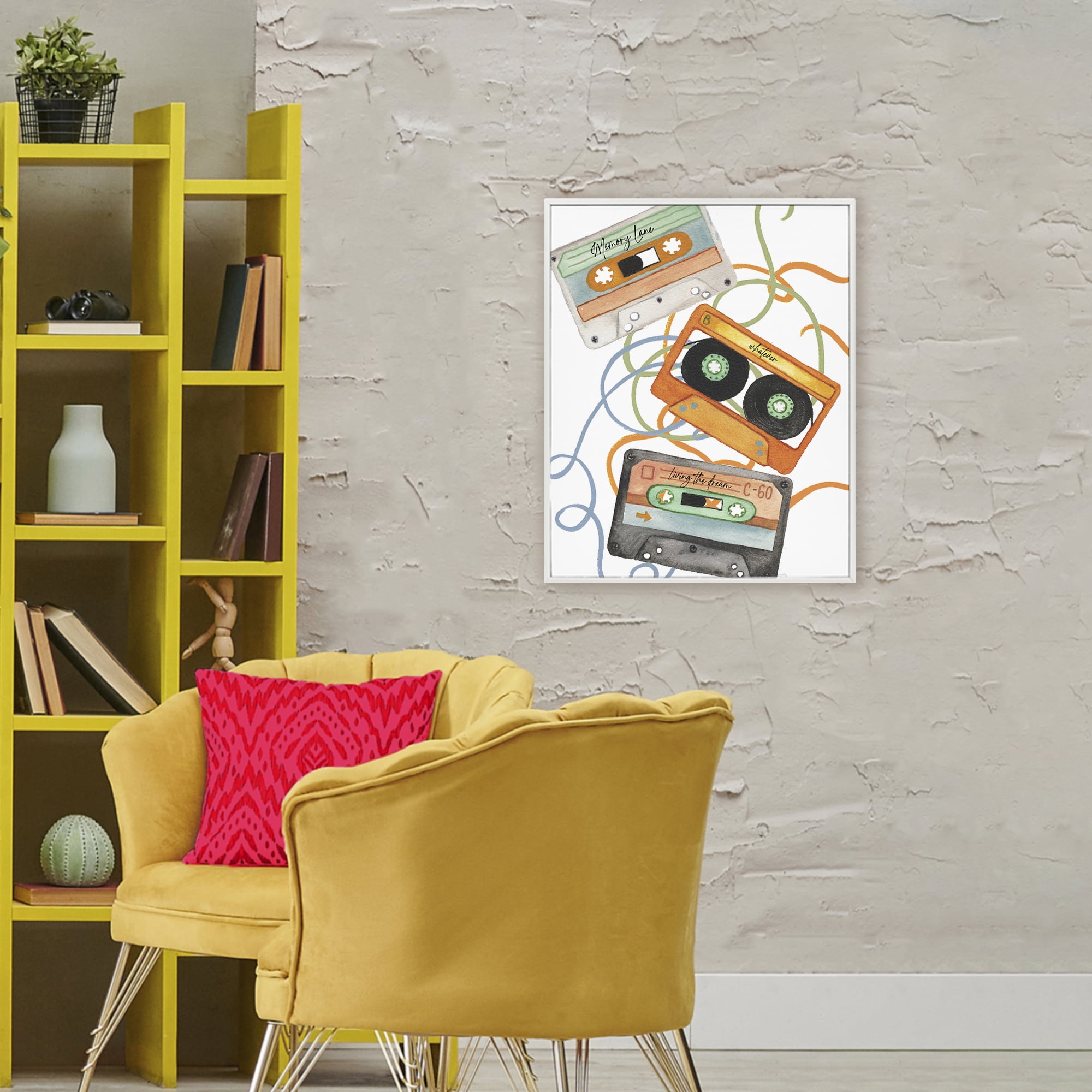 Stupell Industries Cassette Mix Tapes Trio White Framed Giclee Art, design by Elizabeth Medley
