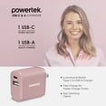 thumbnail image 5 of Liquipel Powertek 20W A/C Combo Wall Charger Woven - Pink, 5 of 7