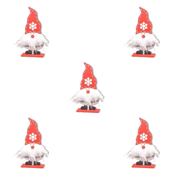 Ounissouiy Muñeco de Papá Noel decoración Navidad dibujos animados barba escritorio ornamento fiesta arte artesanía colección juguete Año Nuevo rojo 5piezas Ounissouiy CBP181153