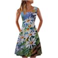thumbnail image 1 of Vestido sin mangas informal sin mangas para mujer, vestido con cuello redondo y estampado floral de verano para la playa Pompotops ghjkhdj1544, 1 of 5