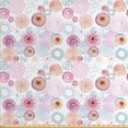 thumbnail image 1 of Retro Upholstery Fabric by the Yard, Dahlia Flower Petal Printed Watercolor and Doodled Circles and Geometric Dashed Lines, Decorative Fabric for DIY and Home Accents, Multicolor by Ambesonne, 1 of 4