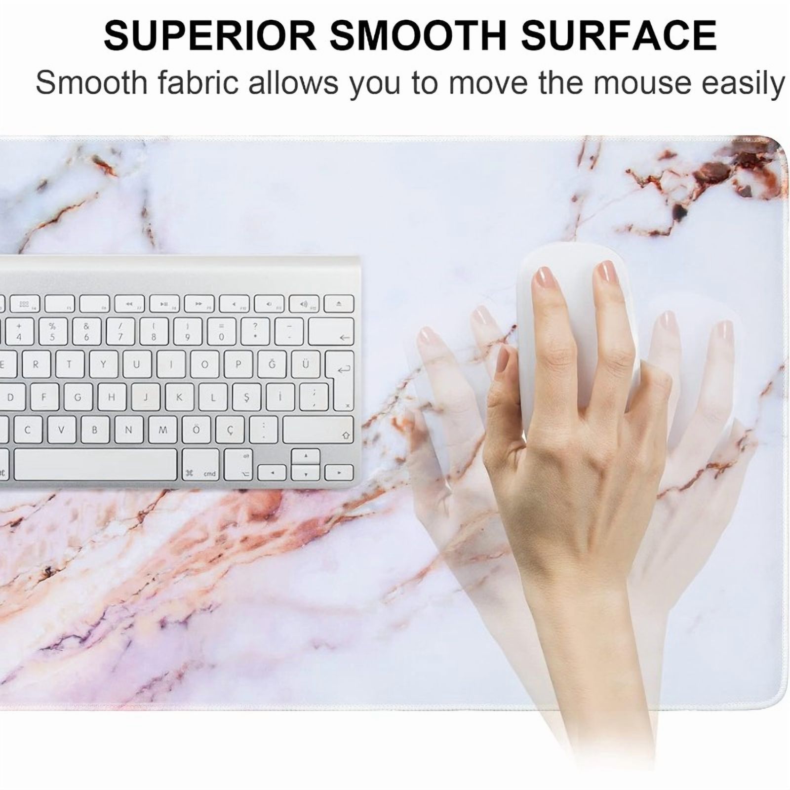 Desk Mat, Gaming Mouse Pad Large, XL Mousepad, Keyboard Mat with Non Slip Base, Extended Laptop Desk Pad Matt, Computer Mat for Office Vanity Desktop Table Writing, Pink Marble