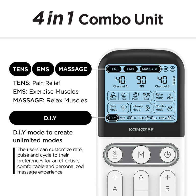 KONGZEE 4 in 1 D.I.Y & Tens Unit EMS Massager Electrode Pads
