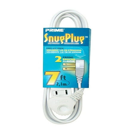 Profile Wire - Prime Wire & Cable EC920607 7-Feet 16/2 SPT-2 3-Outlet Cord, White, Flat profile reduces wire damage and allows furniture and appliances to be tight to.., By Prime Wire Cable