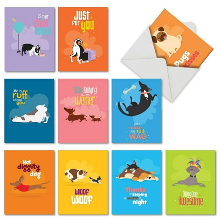 10 Boxed â??Doggone Awesome Notesâ?? Dog Cards With Envelopes (4â? x 5 Â¼â?) - Adorable Assorted Blank Greeting Cards - All Occasion Animal Stationery Featuring Funny Puppy Quotes