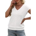 thumbnail image 4 of Suéter WIHOLL de cuello en V, manga corta tipo cap, ligero, blanco, talla M, 4 of 5