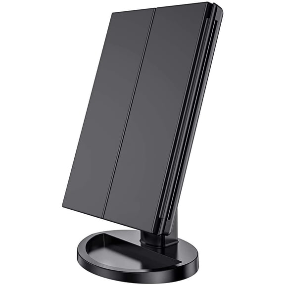 Makeup Mirror with Lights 21 LED Vanity Mirror with 1X/2X/3X Magnification,Touch Control Design,180 Degree Rotation,Portable Cosmetic Trifold Light Up Mirror