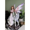 thumbnail image 6 of Fantasy Purple Winged Fairy Diana with Alpha Snow Direwolf Wolf Statue 10"H, 6 of 7