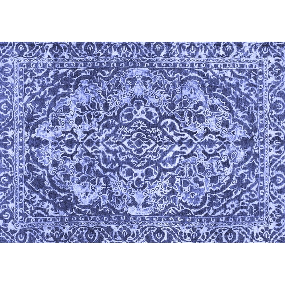 Ahgly Company Indoor Rectangle Abstract Blue Modern Area Rugs, 5' x 7'