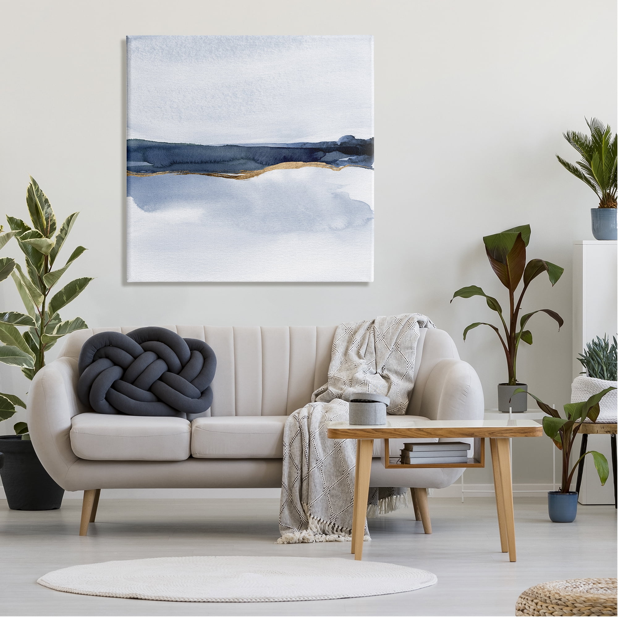 Stupell Industries Soothing Blue Landscape Painting Abstract Glam Lines Painting Gallery Wrapped Canvas Print Wall Art, Design by Jacob Green