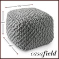 thumbnail image 6 of Casafield Square Pouf Ottoman, Light Gray - 18.5" W x 18.5" D x 14.5" H Cotton Knit Foot Stool - Boho Floor Pouffe for Living Room, 6 of 7