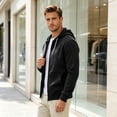 thumbnail image 4 of CCRFTGI Hoodies for Men Full Zip Up Athletic Oversized Hooded Jacket Long Sleeve Fall Winter Sweatshirts for Men Black L, 4 of 6