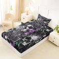 thumbnail image 4 of Homewish Goth Sugar Skull Twin Sheets,Spooky Halloween Bedding,Rose Flower Bed Set,3-Piece,1 Fitted Sheet and 1 Pillowcase, 4 of 6