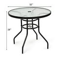 thumbnail image 4 of KOTEK 32'' Patio Table with Umbrella Hole, Outdoor Bistro Table w/Tempered Glass Top & Sturdy Metal Frame, Round Patio Dining Table Coffee Table for Garden, Balcony, Poolside, 4 of 7