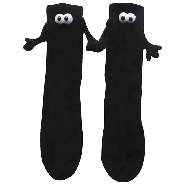 Calcetas de Medio Tubo MagSoxBlack 1Par Negro 5-9.5US Animados Calcetines Tubo Medio Magnéticos Poliéster.