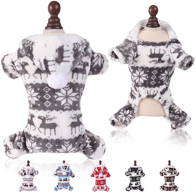 Mono de Navidad para perros de invierno, ropa cálida de felpa para mascotas, pijamas para perros pequeños y medianos, monos para gatos, monos para cachorros y Chihuahua de York