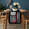 thumbnail image 2 of Black American Flag Table Runner - 36 Inch Long, Kitchen Dining Table Runner Dresser Scarves, Vintage Red Hockey Star Strip Flag Farmhouse Decor for Coffee Tables Wedding Party Banquet, 2 of 8