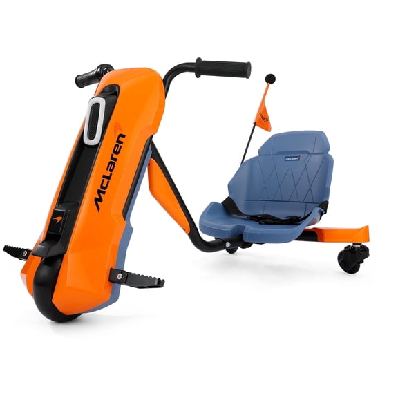McLaren Licensed 24V Ride on Toys,Drift Kart for Kids, 6.5 MPH Max,360° Spin Electric Go Kart for Kids, 3 Adjustable Seat, Music, Bluetooth,Orange