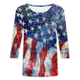 thumbnail image 5 of FAVIPT Womens American Shirt Casual Loose Summer 2025 Shirts 4th of July Stars and Stripes Print Tees 3/4 Sleeve Round Neck Shirts Red,XL, 5 of 5