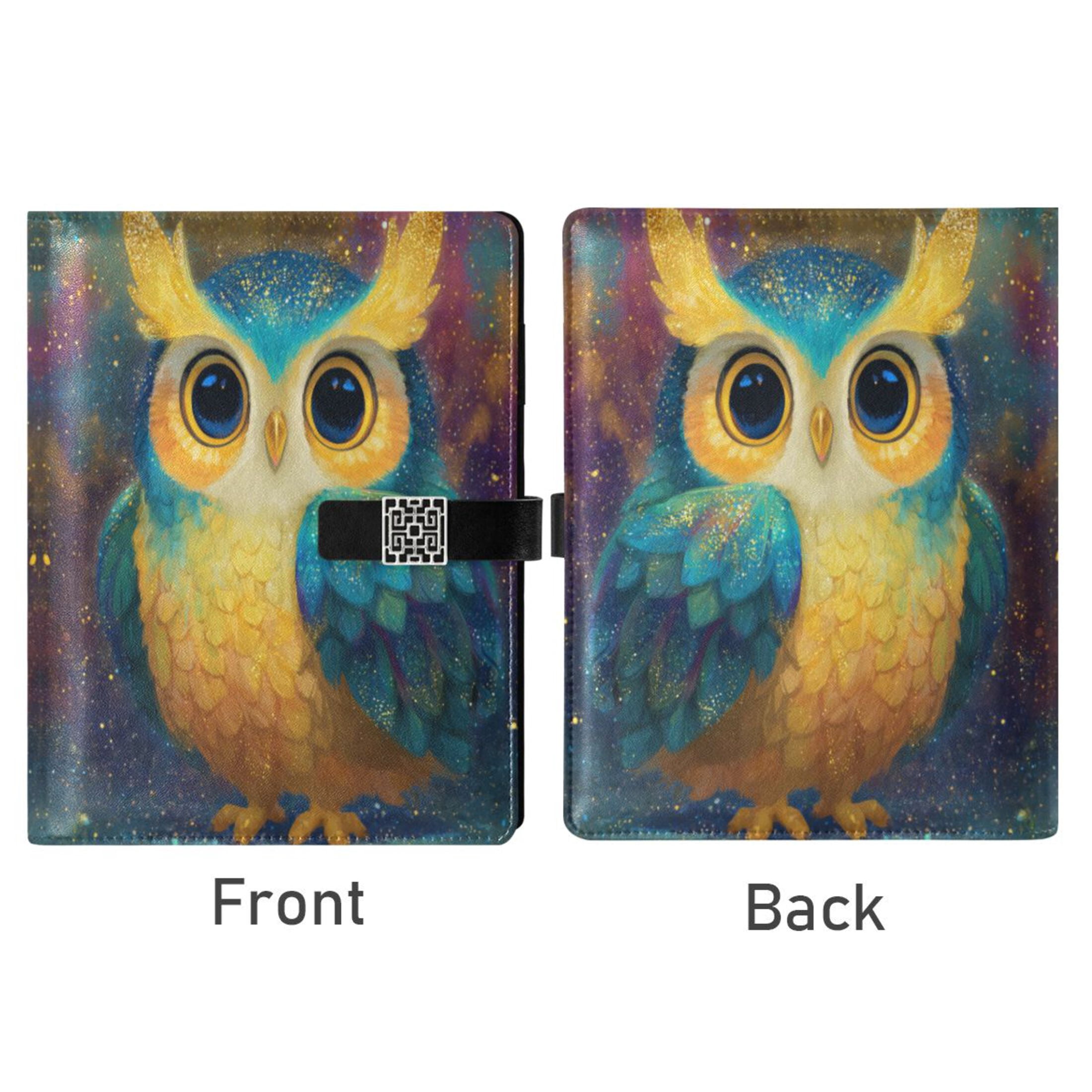 Leather Planner Leather Notebook Notebook Journal Binder Design Pen Pocket Design Convenient for Storage Green Owl Pattern