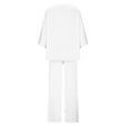 thumbnail image 5 of qolati Pajamas for Women Set 2 Piece Outfits Casual Loose 3/4 Sleeve Pullover Tops and Wide Leg Pants Set Satin Silk Pjs Matching Lounge Sets White XL, 5 of 5