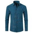 thumbnail image 1 of Blusa y camisa de manga larga con cuello vuelto para hombre, estilo casual, a la moda, de un solo color, con botones y cuello vuelto, para negocios, para hombre, 1 of 6