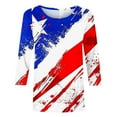 thumbnail image 4 of Dreluolixuan Patriotic Shirts for Women 3/4 Sleeve Tees Crewneck Blouses American Flag Star Red White and Blue Tops Pullover Party in The USA Memorial Day Red 4XL, 4 of 5