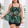 thumbnail image 4 of MKLEKYY Trajes De Baño Mujer Curvy Plus Size Swimsuit Skirt Conservative Swimsuit Leaf Print Plus Size Swimsuit For Women, 4 of 6