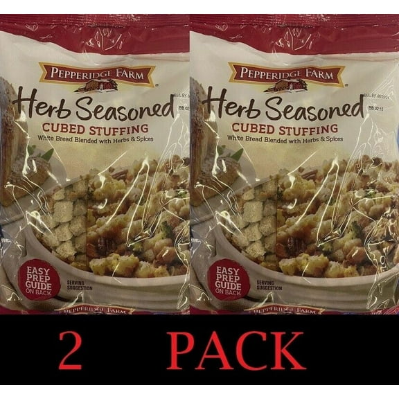 2x Pepperidge Farm HERB SEASONED CUBED STUFFING 12 oz Bag - 2 PACK