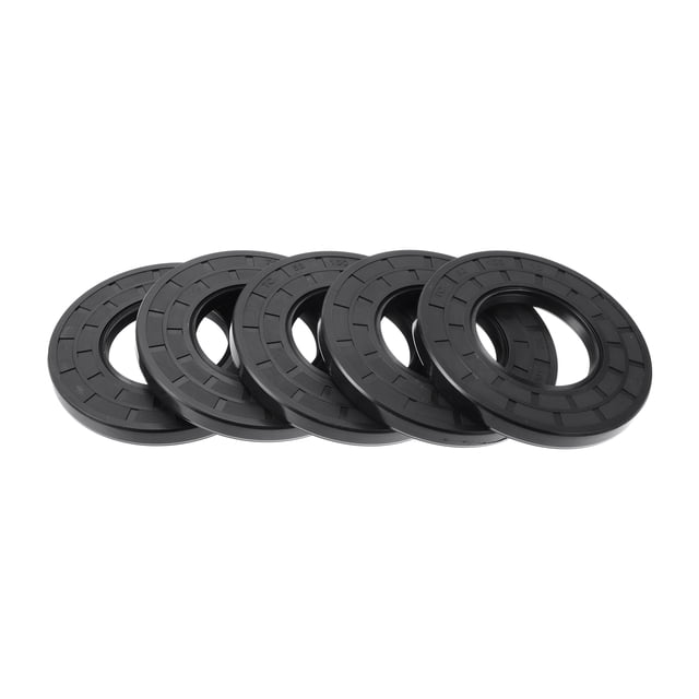Sello de aceite universal Unique Bargains TC de doble labio con resorte de acero, anillo de sello para eje rotativo 52x100x10mm, caucho nitrilo de alta presión, negro, 5 piezas
